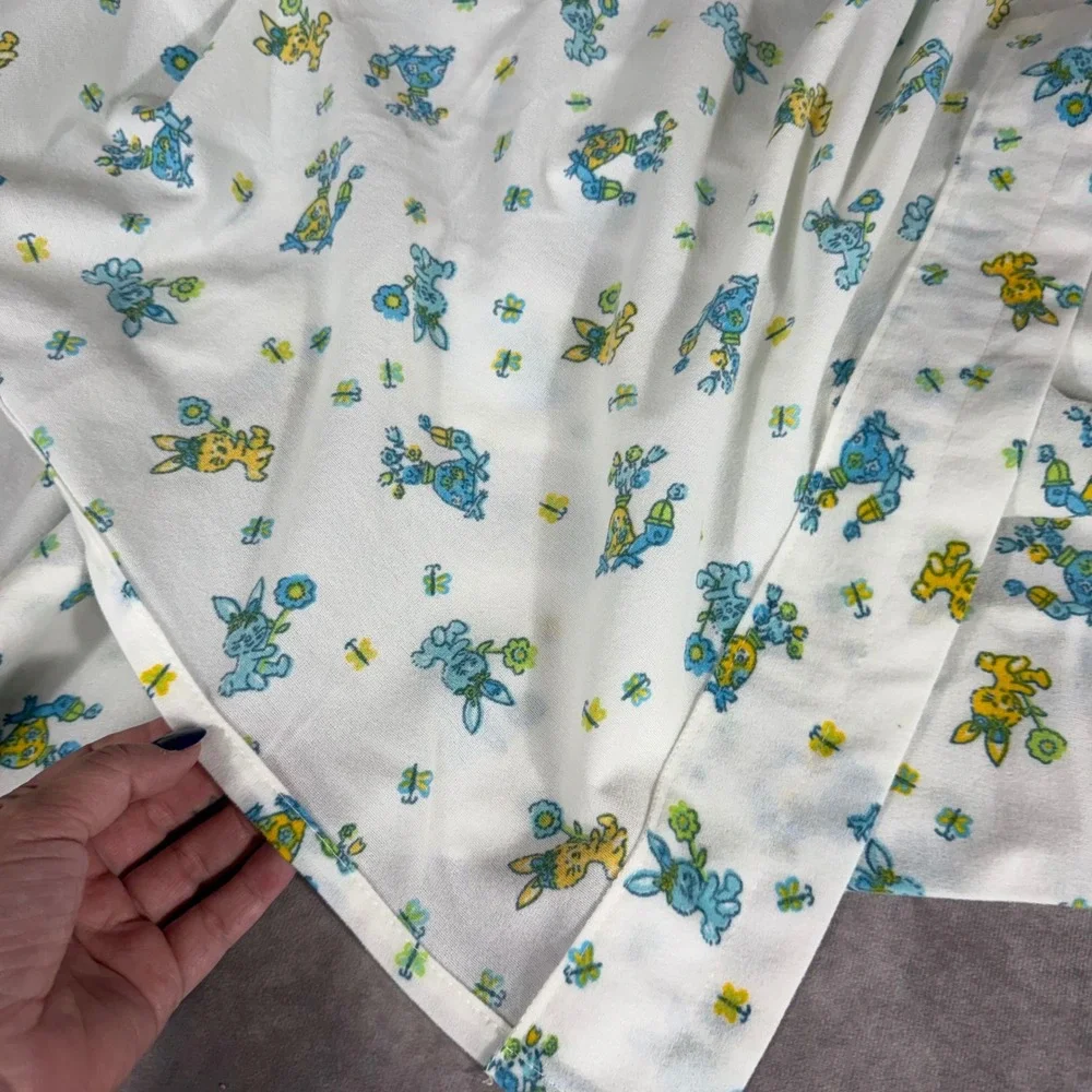 Vtg Baby Nursery Set Bunny Turtle Butterfly 5pc Quilted Pad Curtains Burp Cloth‎